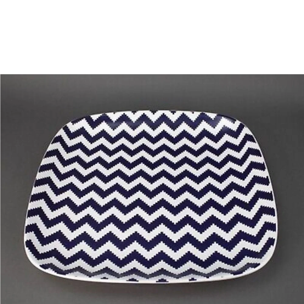 NWT Jonathan Adler Happy Chic Elizabeth Blue Chevron Serving Platter 15
